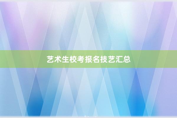 艺术生校考报名技艺汇总